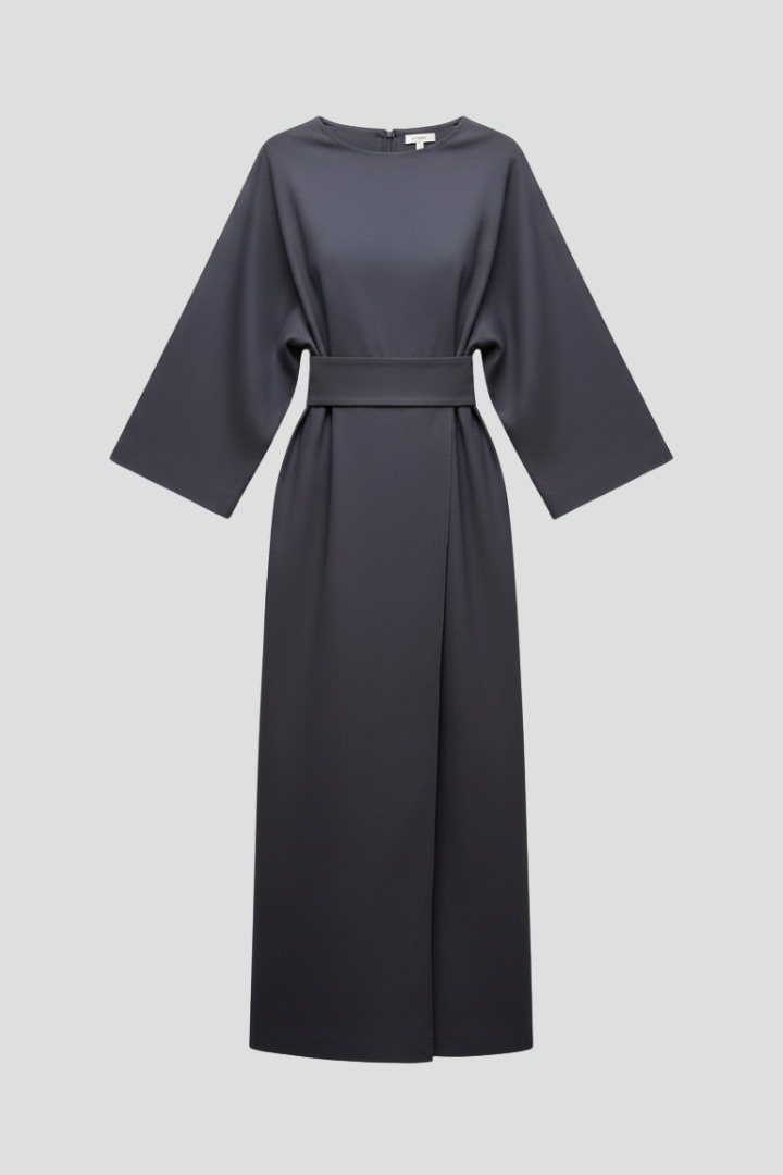 Women’s Dress with Wide Sleeves and Waist Tie