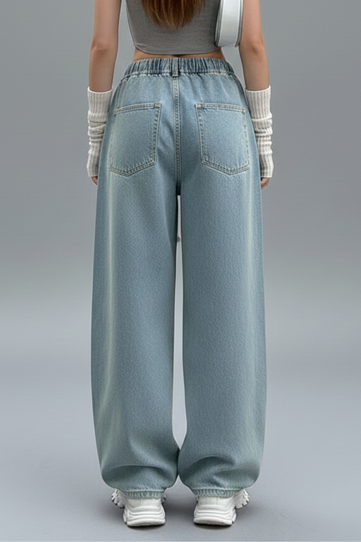 Women’s High-Waist Jeans with Pockets and Stretch Denim