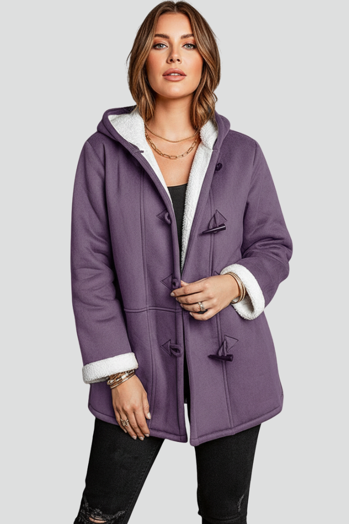 Women’s Hooded Coat with Toggle Fastening and Lined Interior