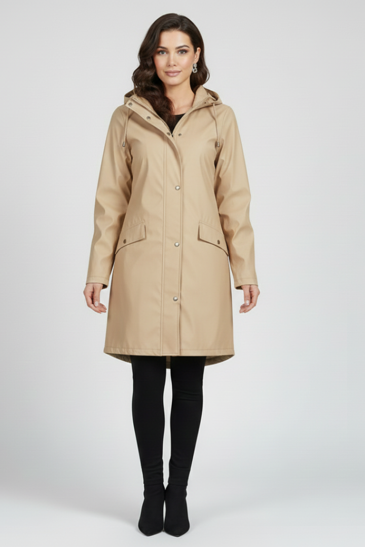 Women’s Hooded Long Jacket with Front Pockets