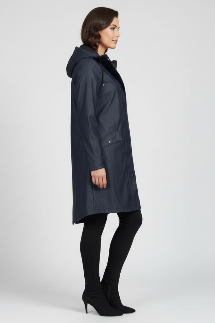 Women’s Hooded Long Jacket with Front Pockets