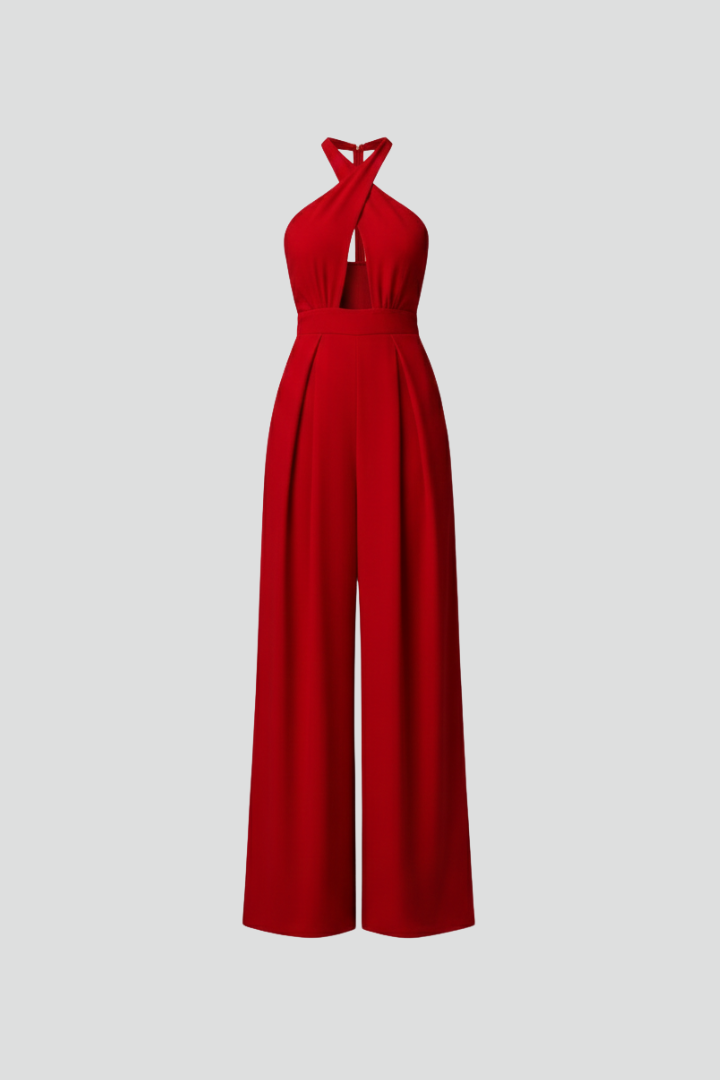Women’s Jumpsuit with Halter Neck and Cut-Out Detail