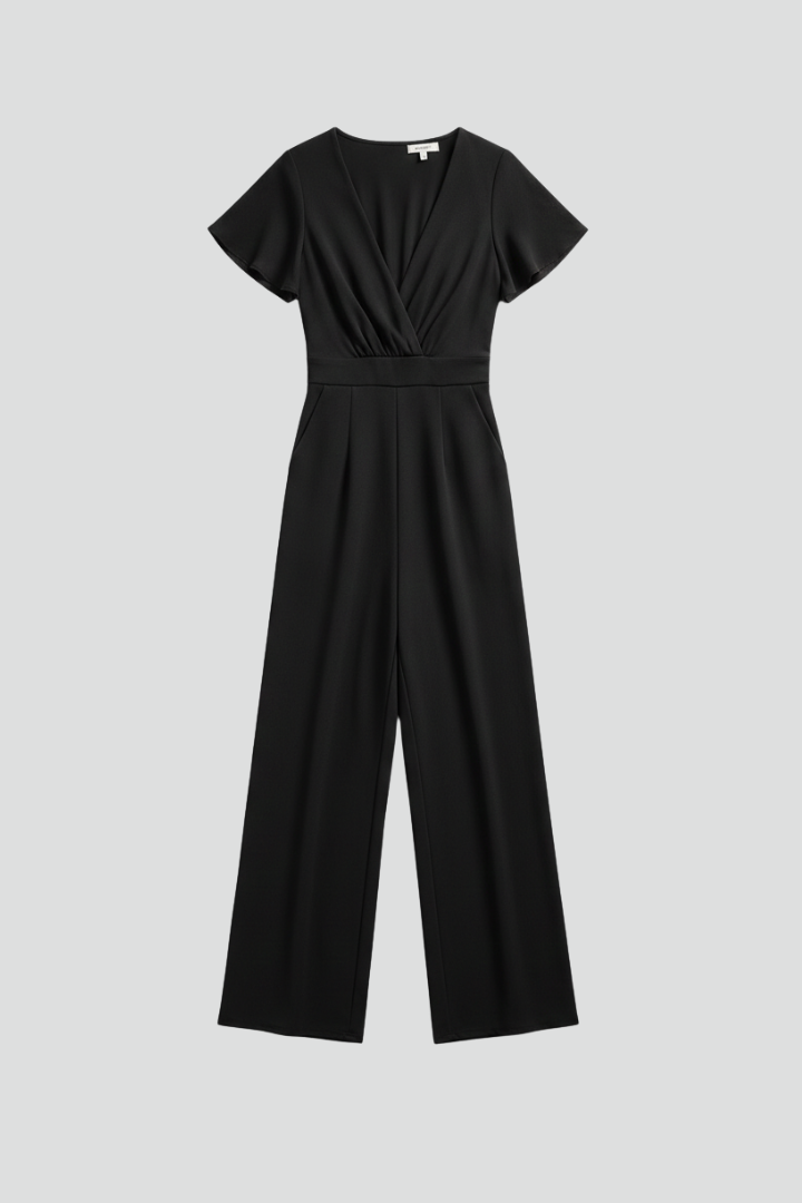 Women’s Jumpsuit with V Neckline and Wide Legs