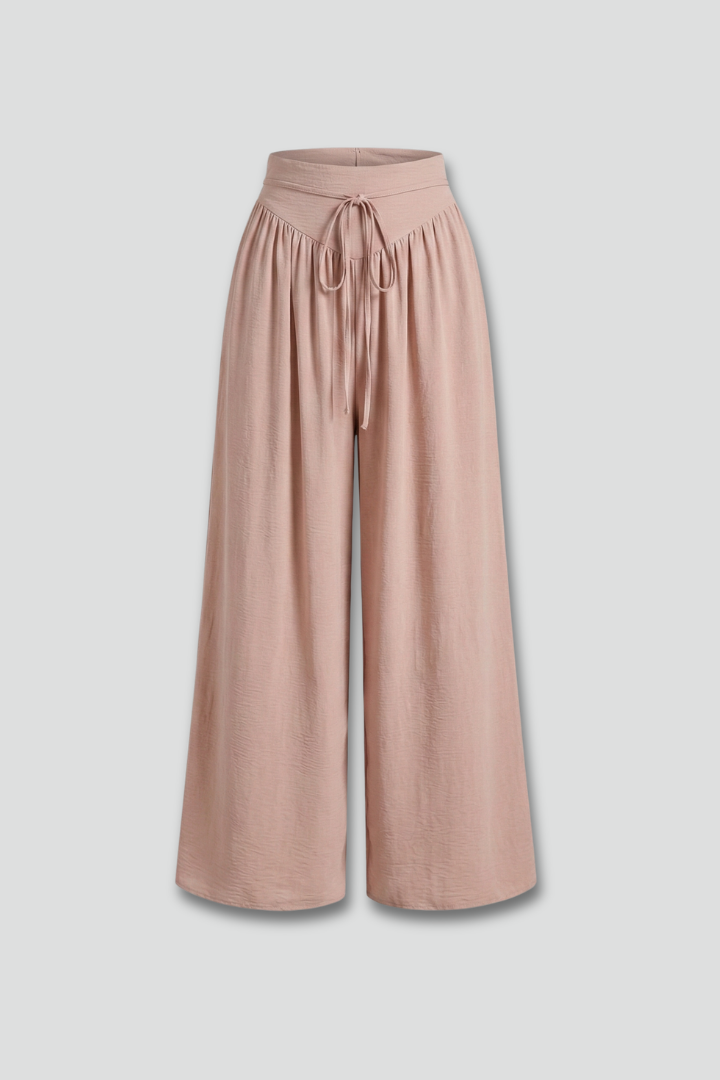 Women’s Palazzo Trousers with Elastic Waist and Drawstring