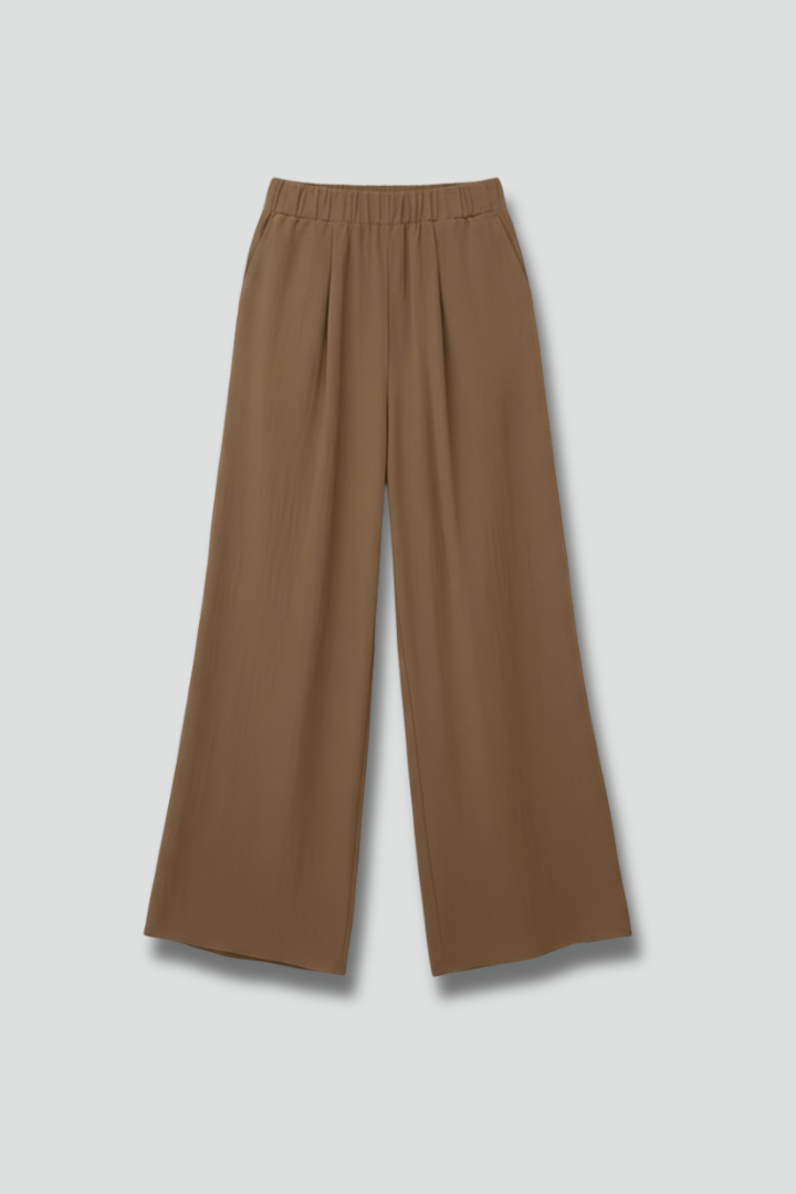 Women’s Palazzo Trousers with Elastic Waist and Side Pockets