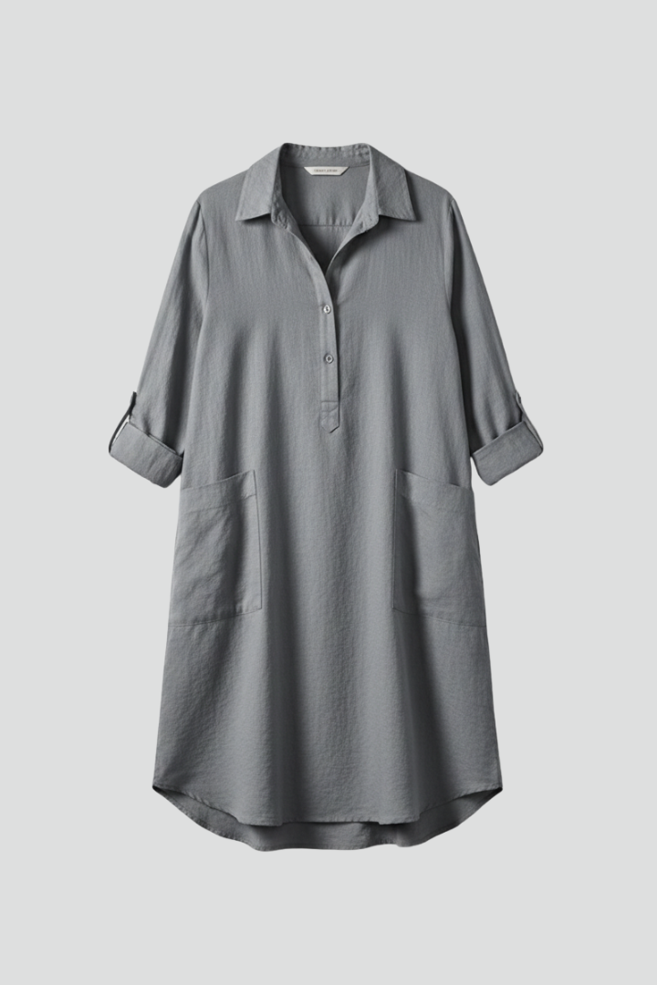 Women’s Tunic Blouse with Collar and Button Fastening