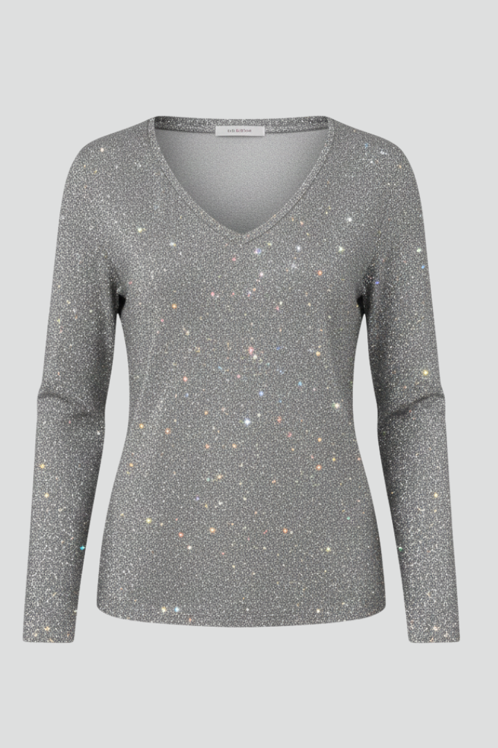 Women’s V-Neck Sweater with Sequins and Long Sleeves
