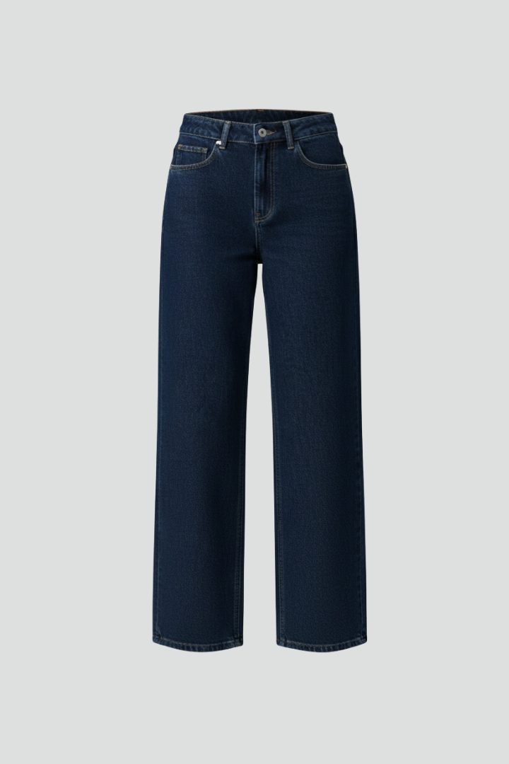 Women’s Wide-Leg Pants with High Waist and Button Closure