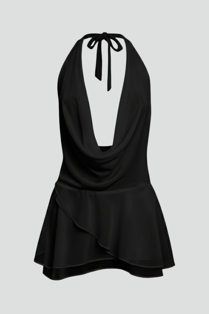Backless Mini Dress with Scoop Neckline